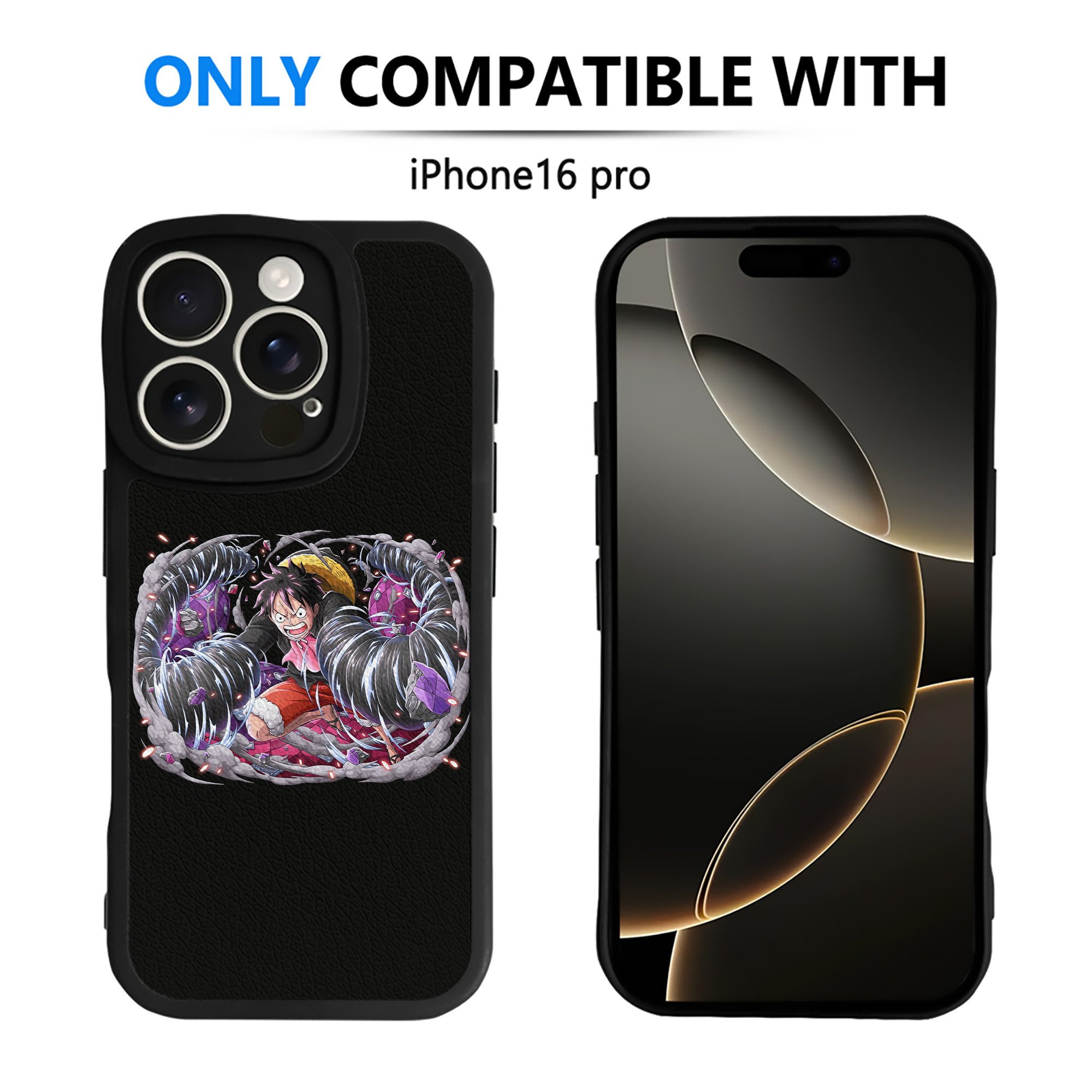 （画像用） ワンピース モンキー・D・ルフィ ONE PIECE Monkey D. Luffy 【iPhone 16シリーズ対応】シリコンスマホケース（レザー調） 材質：シリコン